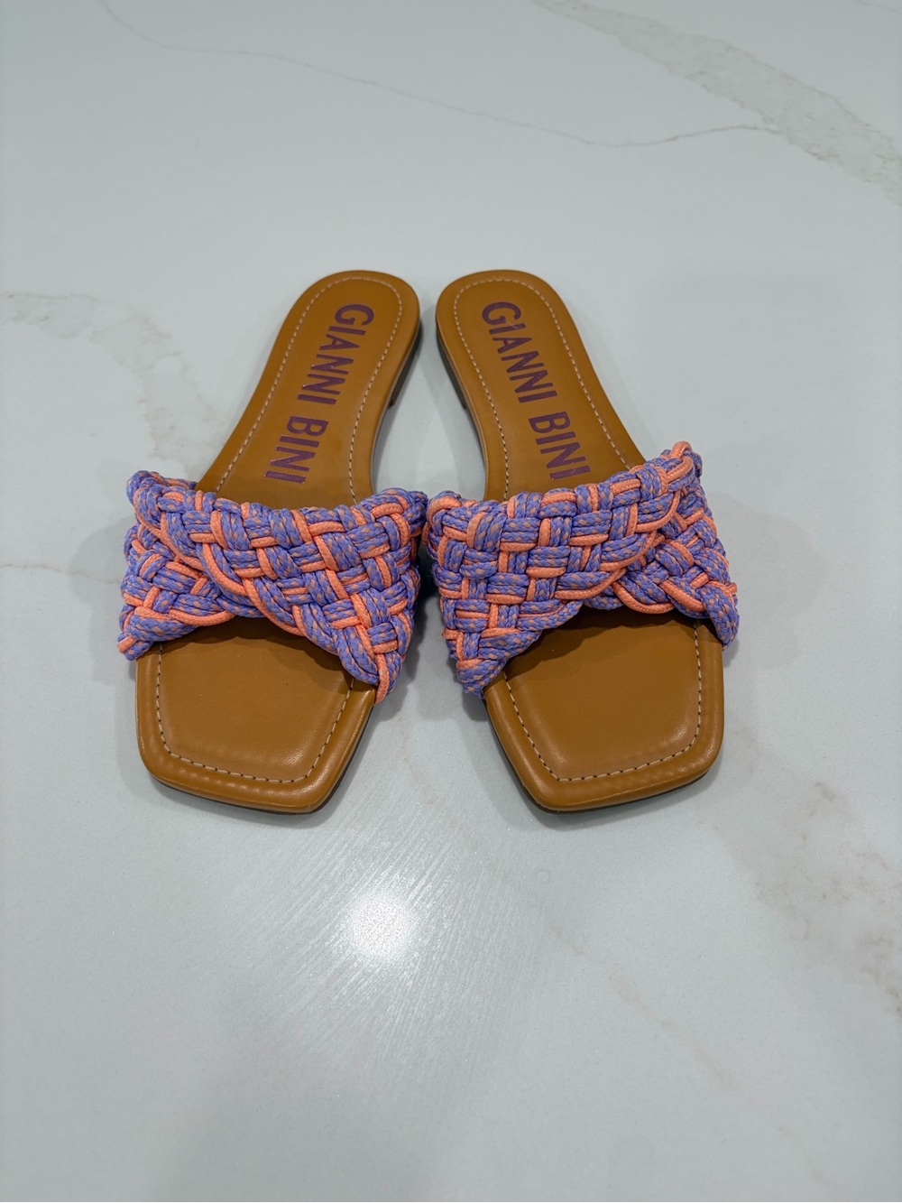 Gianni Bini Lavender & Coral Braided Slide Sandals